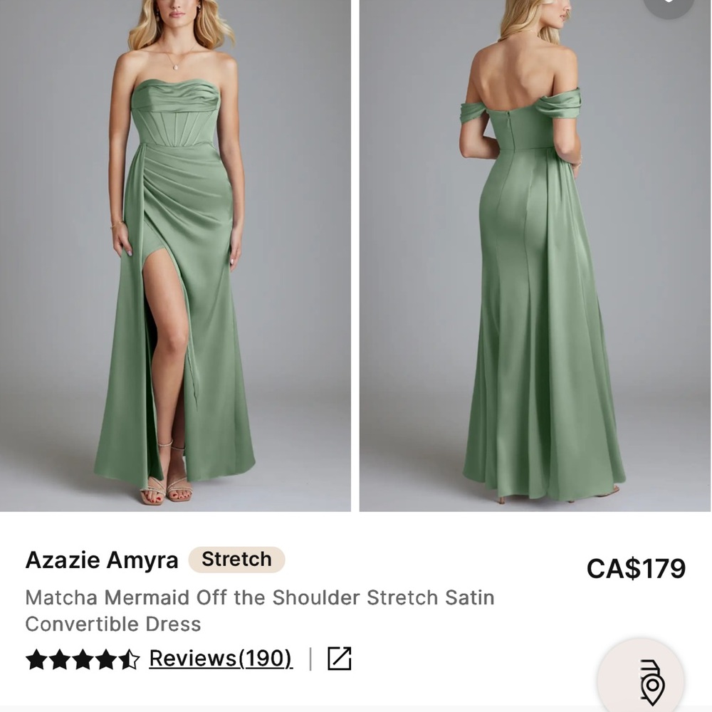 Azazie Maxi Dress in Matcha Green Satin